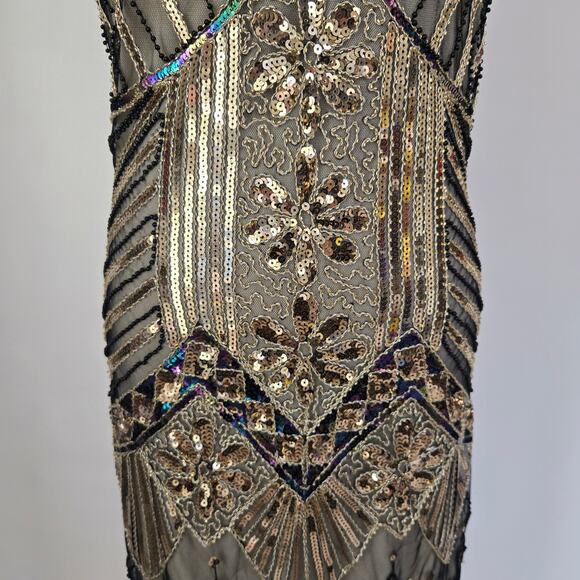 Roaring 20s Flapper Dress Art Deco Women Sequin Gatsby NYE Costume Women Medium - Picture 5 of 14